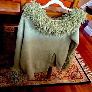 Shaggy chic off the shoulder anthropologie sweater
